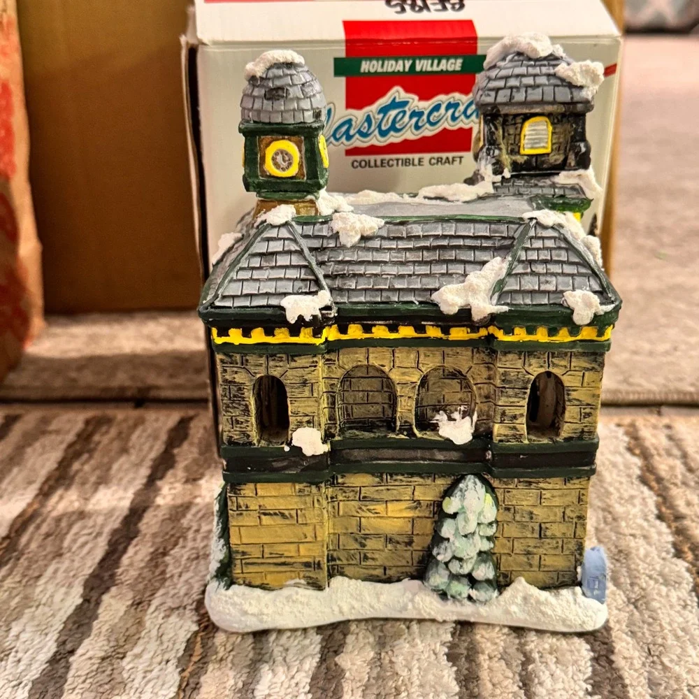 Plastercraft Holiday Village US Post Office Building Collectible Snow Dusted‎